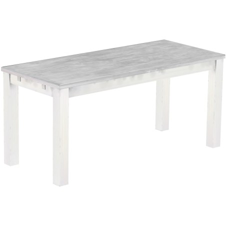 Esstisch 170x73 Rio Classico Beton Weiss massiver Pinien Holztisch - vorgerichtet für Ansteckplatten - Tisch ausziehbar