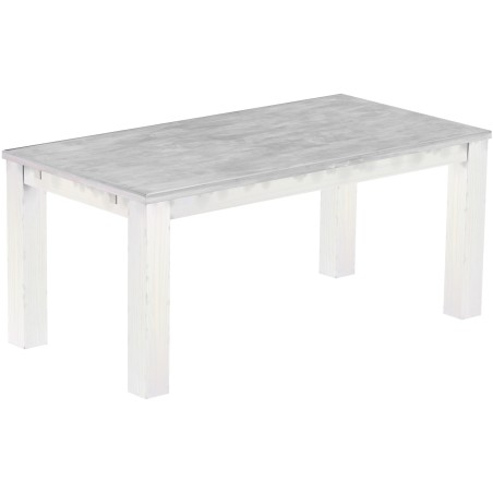 Esstisch 180x90 Rio Classico Beton Weiss massiver Pinien Holztisch - vorgerichtet für Ansteckplatten - Tisch ausziehbar