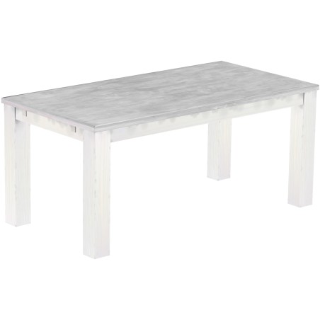 Esstisch 180x90 Rio Classico Beton Weiss massiver Pinien Holztisch - vorgerichtet für Ansteckplatten - Tisch ausziehbar