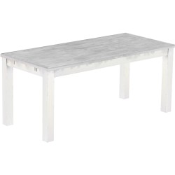 Esstisch 180x80 Rio Classico Beton Weiss massiver Pinien Holztisch - vorgerichtet für Ansteckplatten - Tisch ausziehbar