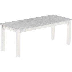 Esstisch 200x80 Rio Classico Beton Weiss massiver Pinien Holztisch - vorgerichtet für Ansteckplatten - Tisch ausziehbar