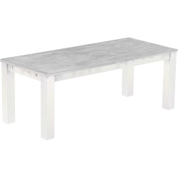 Esstisch 208x90 Rio Classico Beton Weiss massiver Pinien Holztisch - vorgerichtet für Ansteckplatten - Tisch ausziehbar