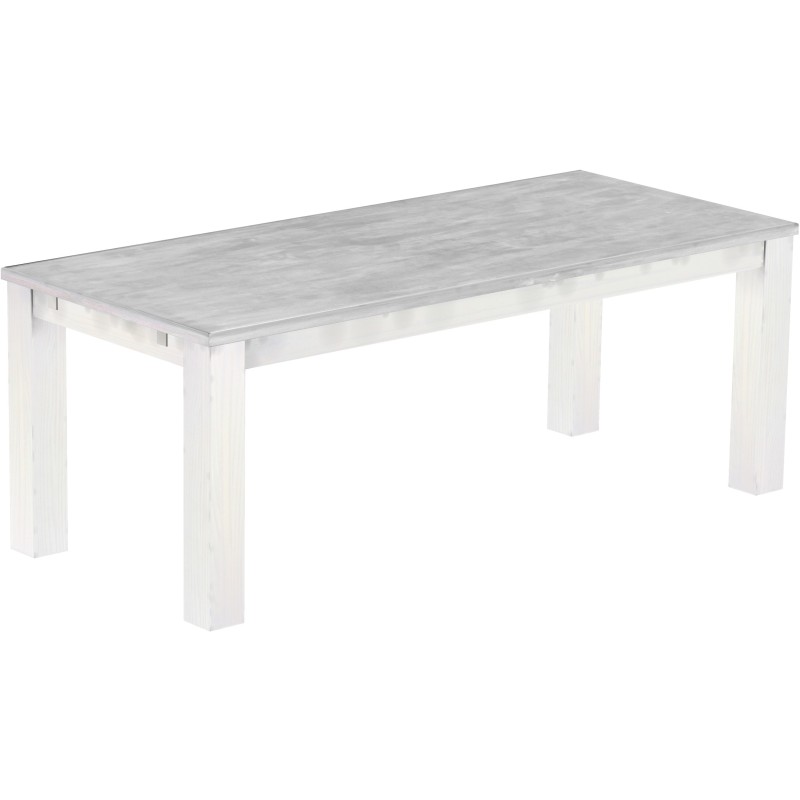 Esstisch 208x90 Rio Classico Beton Weiss massiver Pinien Holztisch - vorgerichtet für Ansteckplatten - Tisch ausziehbar