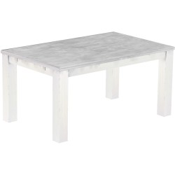 Esstisch 160x100 Rio Classico Beton Weiss massiver Pinien Holztisch - vorgerichtet für Ansteckplatten - Tisch ausziehbar