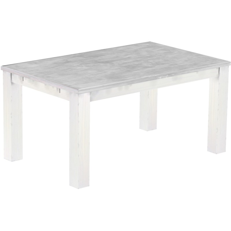 Esstisch 160x100 Rio Classico Beton Weiss massiver Pinien Holztisch - vorgerichtet für Ansteckplatten - Tisch ausziehbar