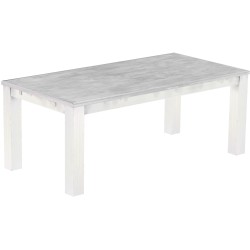 Esstisch 200x100 Rio Classico Beton Weiss massiver Pinien Holztisch - vorgerichtet für Ansteckplatten - Tisch ausziehbar