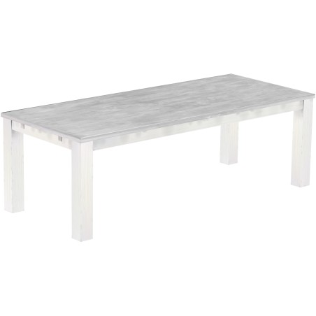 Esstisch 240x100 Rio Classico Beton Weiss massiver Pinien Holztisch - vorgerichtet für Ansteckplatten - Tisch ausziehbar