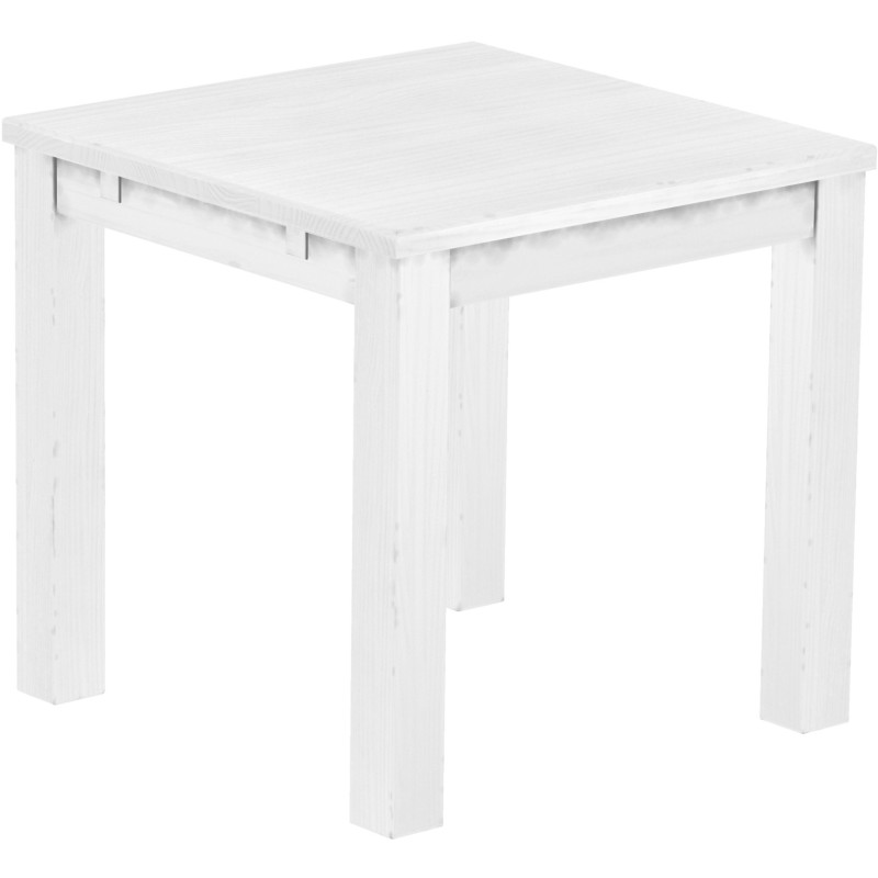 Esstisch 80x80 Rio Classico Schneeweiss massiver Pinien Holztisch - vorgerichtet für Ansteckplatten - Tisch ausziehbar