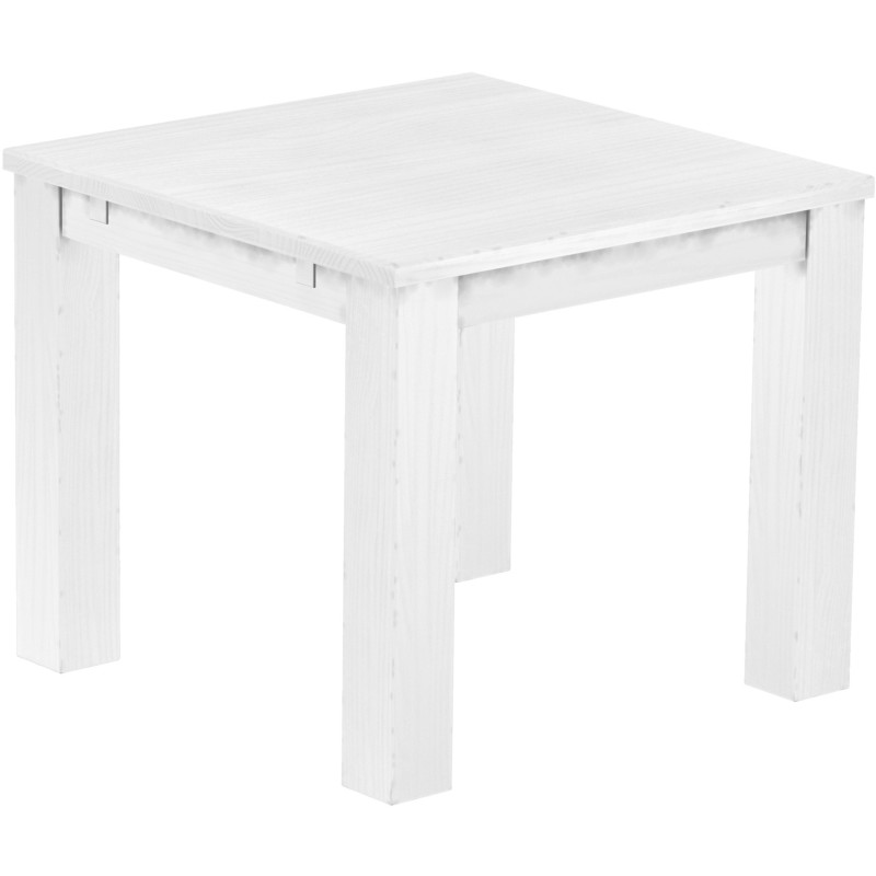 Esstisch 90x90 Rio Classico Schneeweiss massiver Pinien Holztisch - vorgerichtet für Ansteckplatten - Tisch ausziehbar