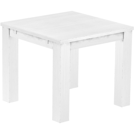 Esstisch 90x90 Rio Classico Schneeweiss massiver Pinien Holztisch - vorgerichtet für Ansteckplatten - Tisch ausziehbar