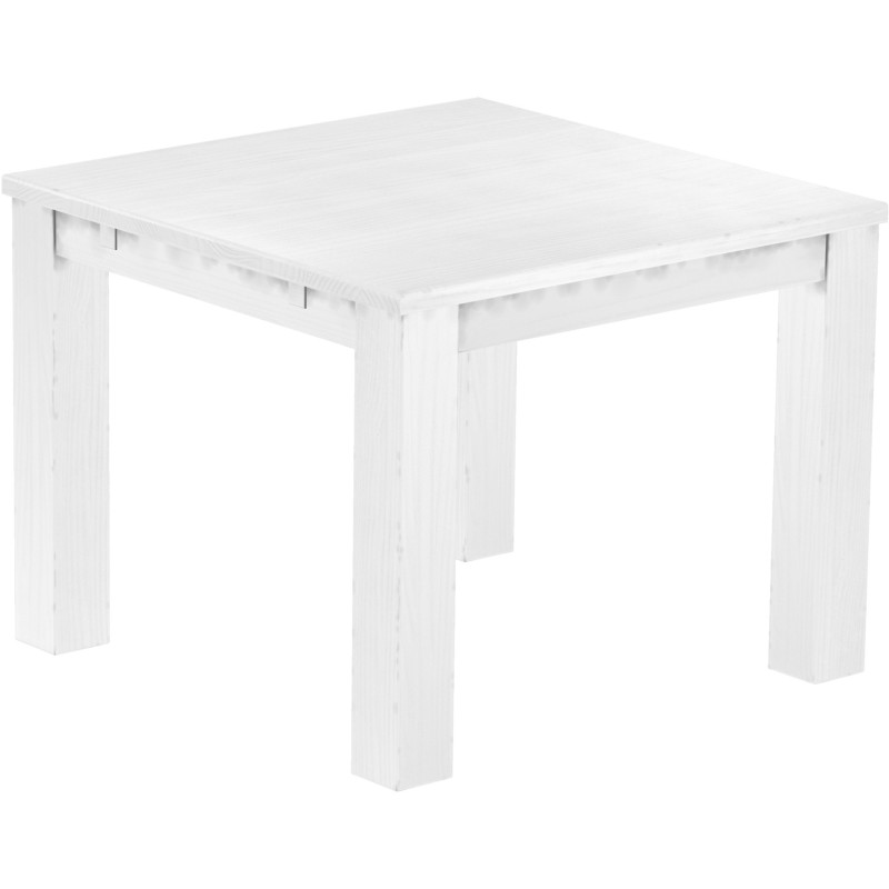 Esstisch 100x100 Rio Classico Schneeweiss massiver Pinien Holztisch - vorgerichtet für Ansteckplatten - Tisch ausziehbar