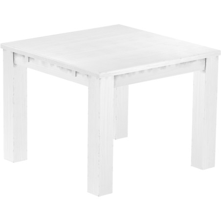 Esstisch 100x100 Rio Classico Schneeweiss massiver Pinien Holztisch - vorgerichtet für Ansteckplatten - Tisch ausziehbar