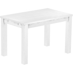 Esstisch 120x73 Rio Classico Schneeweiss massiver Pinien Holztisch - vorgerichtet für Ansteckplatten - Tisch ausziehbar