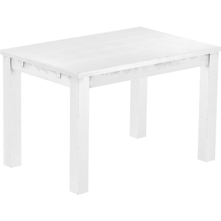 Esstisch 120x80 Rio Classico Schneeweiss massiver Pinien Holztisch - vorgerichtet für Ansteckplatten - Tisch ausziehbar