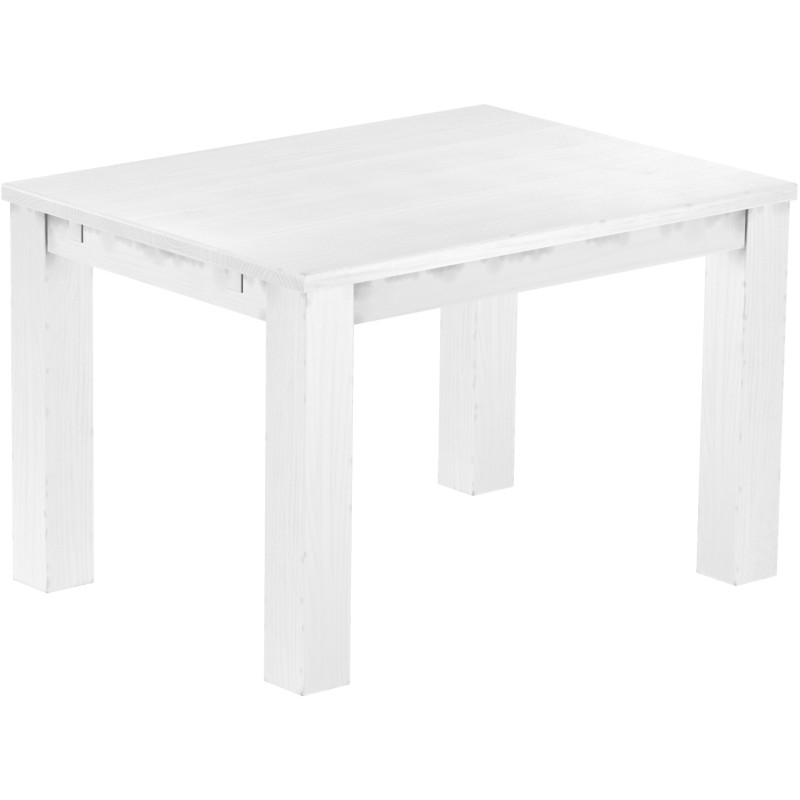 Esstisch 120x90 Rio Classico Schneeweiss massiver Pinien Holztisch - vorgerichtet für Ansteckplatten - Tisch ausziehbar