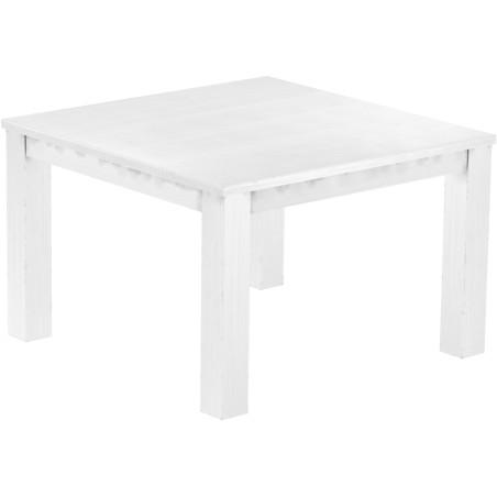 Esstisch 120x120 Rio Classico Schneeweiss massiver Pinien Holztisch - vorgerichtet für Ansteckplatten - Tisch ausziehbar
