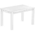Esstisch 130x80 Rio Classico Schneeweiss massiver Pinien Holztisch - vorgerichtet für Ansteckplatten - Tisch ausziehbar