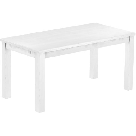 Esstisch 160x80 Rio Classico Schneeweiss massiver Pinien Holztisch - vorgerichtet für Ansteckplatten - Tisch ausziehbar