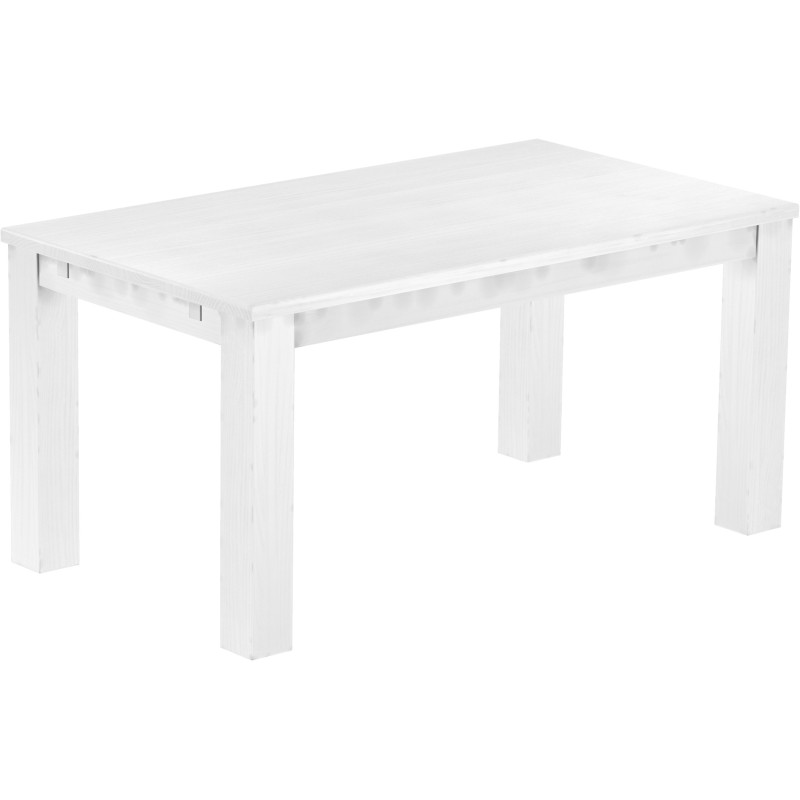 Esstisch 160x90 Rio Classico Schneeweiss massiver Pinien Holztisch - vorgerichtet für Ansteckplatten - Tisch ausziehbar