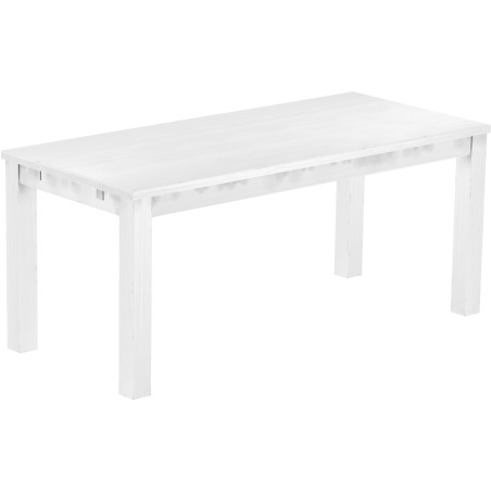 Esstisch 180x80 Rio Classico Schneeweiss massiver Pinien Holztisch - vorgerichtet für Ansteckplatten - Tisch ausziehbar