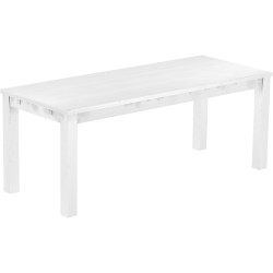 Esstisch 200x80 Rio Classico Schneeweiss massiver Pinien Holztisch - vorgerichtet für Ansteckplatten - Tisch ausziehbar