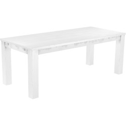 Esstisch 208x90 Rio Classico Schneeweiss massiver Pinien Holztisch - vorgerichtet für Ansteckplatten - Tisch ausziehbar