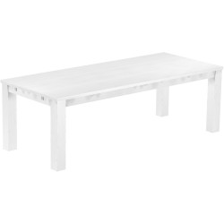 Esstisch 240x100 Rio Classico Schneeweiss massiver Pinien Holztisch - vorgerichtet für Ansteckplatten - Tisch ausziehbar