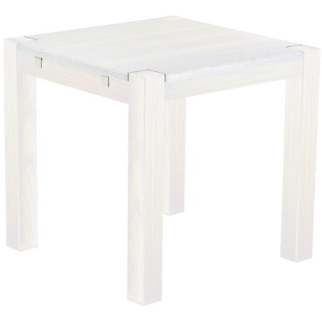 Esstisch 80x80 Rio Kanto Pinie Weiss massiver Pinien Holztisch - vorgerichtet für Ansteckplatten - Tisch ausziehbar