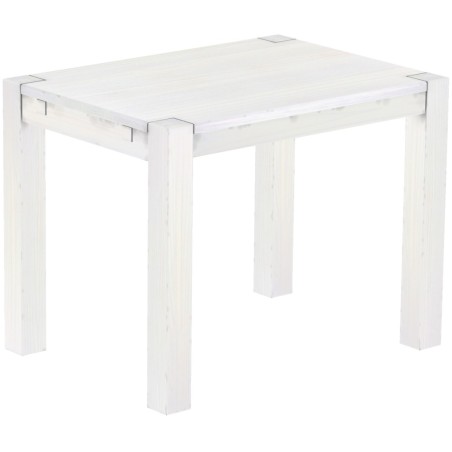 Esstisch 100x73 Rio Kanto Pinie Weiss massiver Pinien Holztisch - vorgerichtet für Ansteckplatten - Tisch ausziehbar