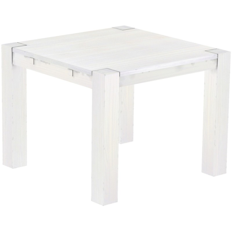 Esstisch 100x100 Rio Kanto Pinie Weiss massiver Pinien Holztisch - vorgerichtet für Ansteckplatten - Tisch ausziehbar