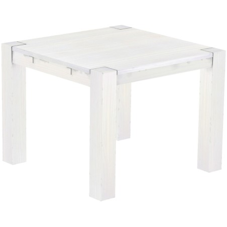 Esstisch 100x100 Rio Kanto Pinie Weiss massiver Pinien Holztisch - vorgerichtet für Ansteckplatten - Tisch ausziehbar