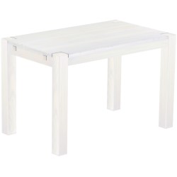 Esstisch 120x73 Rio Kanto Pinie Weiss massiver Pinien Holztisch - vorgerichtet für Ansteckplatten - Tisch ausziehbar