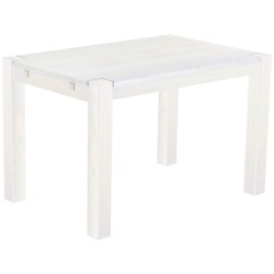 Esstisch 120x80 Rio Kanto Pinie Weiss massiver Pinien Holztisch - vorgerichtet für Ansteckplatten - Tisch ausziehbar