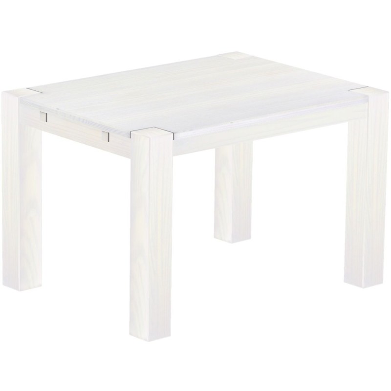 Esstisch 120x90 Rio Kanto Pinie Weiss massiver Pinien Holztisch - vorgerichtet für Ansteckplatten - Tisch ausziehbar