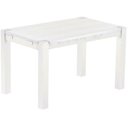 Esstisch 130x80 Rio Kanto Pinie Weiss massiver Pinien Holztisch - vorgerichtet für Ansteckplatten - Tisch ausziehbar