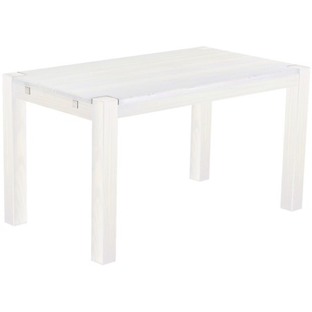 Esstisch 140x80 Rio Kanto Pinie Weiss massiver Pinien Holztisch - vorgerichtet für Ansteckplatten - Tisch ausziehbar