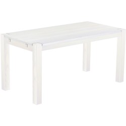 Esstisch 160x80 Rio Kanto Pinie Weiss massiver Pinien Holztisch - vorgerichtet für Ansteckplatten - Tisch ausziehbar