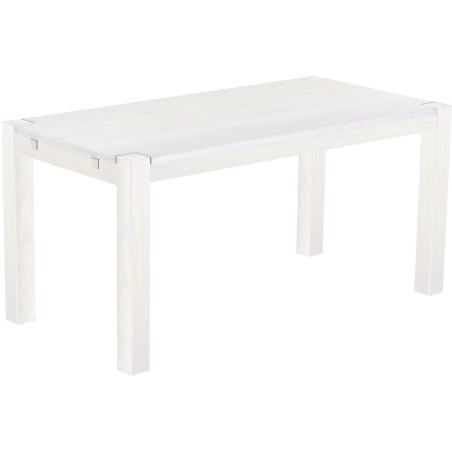 Esstisch 160x80 Rio Kanto Pinie Weiss massiver Pinien Holztisch - vorgerichtet für Ansteckplatten - Tisch ausziehbar
