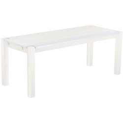 Esstisch 200x80 Rio Kanto Pinie Weiss massiver Pinien Holztisch - vorgerichtet für Ansteckplatten - Tisch ausziehbar