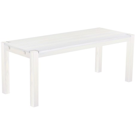 Esstisch 200x80 Rio Kanto Pinie Weiss massiver Pinien Holztisch - vorgerichtet für Ansteckplatten - Tisch ausziehbar