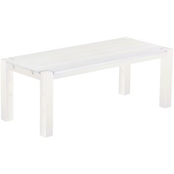 Esstisch 208x90 Rio Kanto Pinie Weiss massiver Pinien Holztisch - vorgerichtet für Ansteckplatten - Tisch ausziehbar