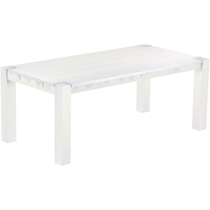 Esstisch 200x100 Rio Kanto Pinie Weiss massiver Pinien Holztisch - vorgerichtet für Ansteckplatten - Tisch ausziehbar
