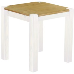 Esstisch 73x73 Rio Kanto Brasil Weiss massiver Pinien Holztisch - vorgerichtet für Ansteckplatten - Tisch ausziehbar