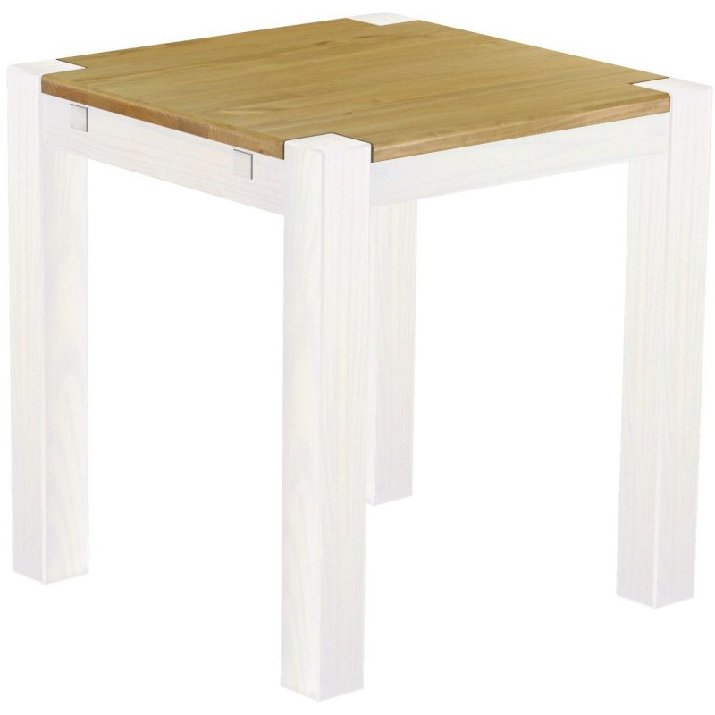 Esstisch 73x73 Rio Kanto Brasil Weiss massiver Pinien Holztisch - vorgerichtet für Ansteckplatten - Tisch ausziehbar