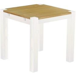 Esstisch 80x80 Rio Kanto Brasil Weiss massiver Pinien Holztisch - vorgerichtet für Ansteckplatten - Tisch ausziehbar