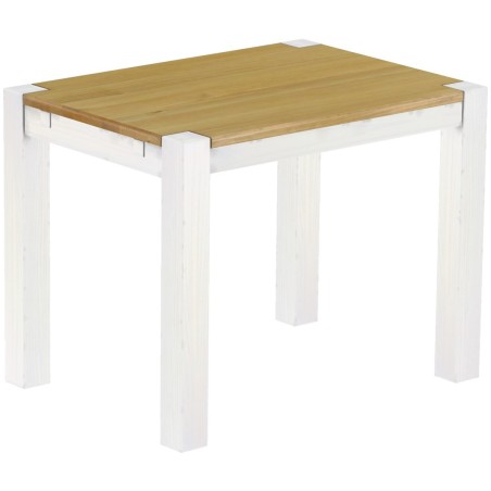 Esstisch 100x73 Rio Kanto Brasil Weiss massiver Pinien Holztisch - vorgerichtet für Ansteckplatten - Tisch ausziehbar
