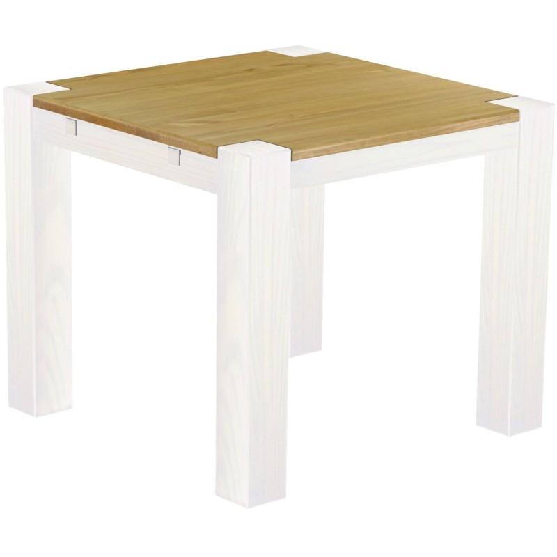 Esstisch 90x90 Rio Kanto Brasil Weiss massiver Pinien Holztisch - vorgerichtet für Ansteckplatten - Tisch ausziehbar