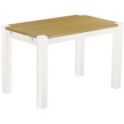 Esstisch 120x73 Rio Kanto Brasil Weiss massiver Pinien Holztisch - vorgerichtet für Ansteckplatten - Tisch ausziehbar
