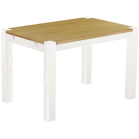 Esstisch 120x80 Rio Kanto Brasil Weiss massiver Pinien Holztisch - vorgerichtet für Ansteckplatten - Tisch ausziehbar