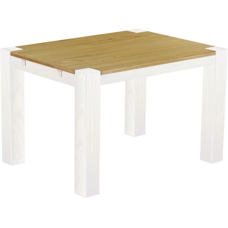 Esstisch 120x90 Rio Kanto Brasil Weiss massiver Pinien Holztisch - vorgerichtet für Ansteckplatten - Tisch ausziehbar